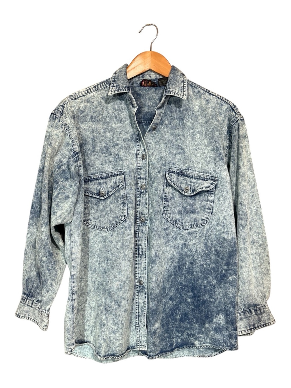GIN TONIC Vintage Acid Wash Denim Button-Up Shirt